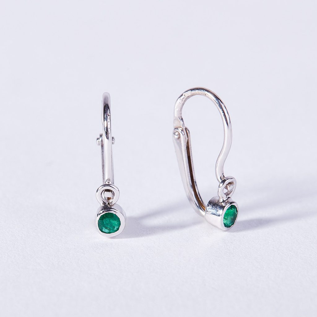 Children S Emerald Earrings In 14kt White Gold Klenota